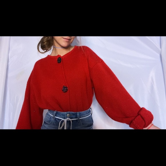 Red wool cardigan - Picture 1 of 6